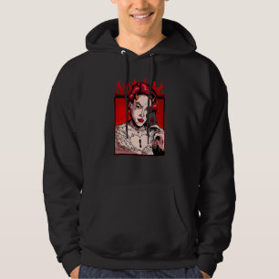 Tattooed Evil Girl Unholy Anti Christ Demonic Foll Hoodie