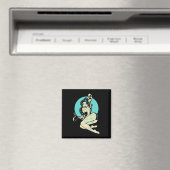 Tattooed Goth Button-up Girl Horror Ghost Moon Roc Magnet (In Situ (Geschirrspüler))