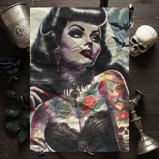 Tattooed Gothic Woman Seidenpapier