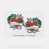 Tattooed Hearts, Tattoo Graphic Wedding Acrylschild (Vorderseite)