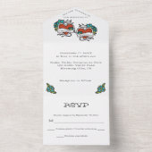 Tattooed Hearts, Tattoo Graphic Wedding All In One Einladung (Innen Boden)