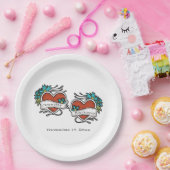 Tattooed Hearts, Tattoo Graphic Wedding Pappteller (Party)