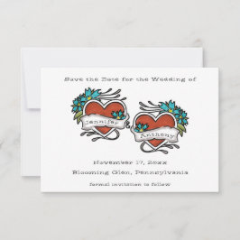 Tattooed Hearts, Tattoo Graphic Wedding Save The Date