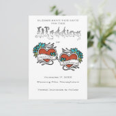 Tattooed Hearts, Tattoo Graphic Wedding Save The Date (Stehend Vorderseite)