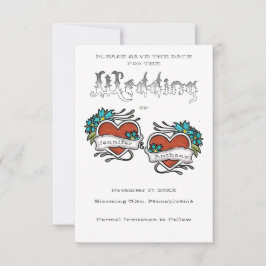 Tattooed Hearts, Tattoo Graphic Wedding Save The Date