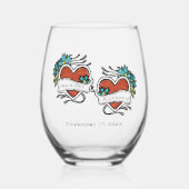Tattooed Hearts, Tattoo Graphic Wedding Weinglas Ohne Stiel (Vorderseite)