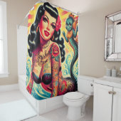 Tattooed Mermaid Button-up Duschvorhang (Beispiel)