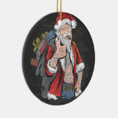 TATTOOED SANTA CLAUS GIVING THUMBS UP KERAMIK ORNAMENT (Rechts)