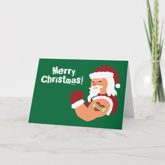 Tattooed Santa Feiertagskarte (Vorderseite)