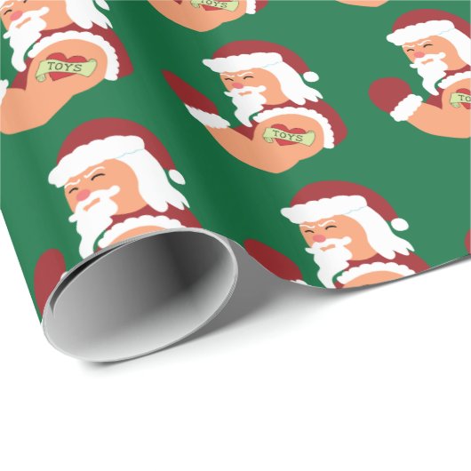 Tattooed Santa Geschenkpapier (Rolleneckpunkt)