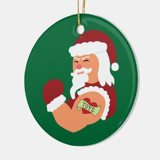 Tattooed Santa Keramik Ornament (Links)