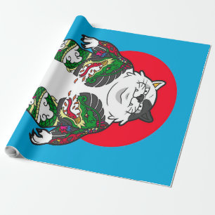 Tattooed Sumo Cat Adorable Cat Geschenkpapier