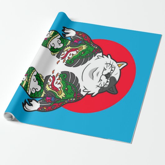 Tattooed Sumo Cat |Adorable Cat Geschenkpapier (Ungerollt)