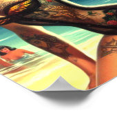 Tattooed Vintag Beach Buttone Poster (Ecke)