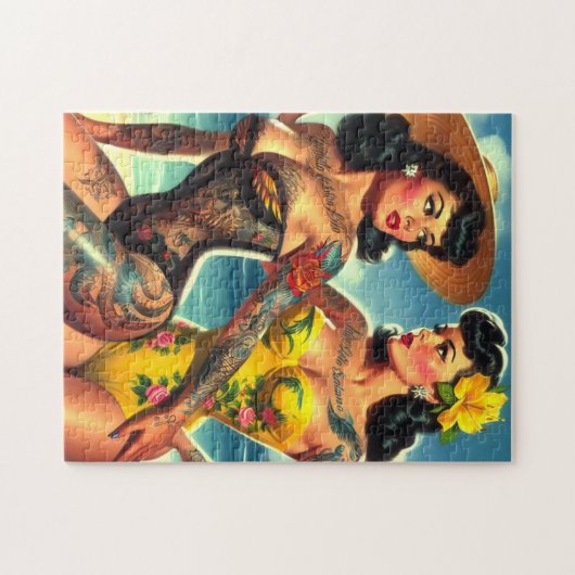 Tattooed Vintag Beach Buttone Puzzle (Horizontal)