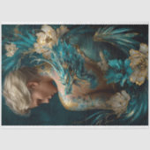 Tattooed Woman Dragon Fantasy Tissue Paper Seidenpapier (Vorderseite)