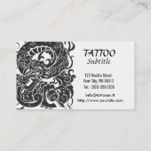 Tattooer Drache BW-freier Raum Visitenkarte (Rückseite)