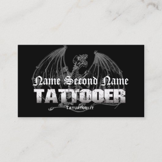 Tattooer mittelalterlicher Drache Visitenkarte (Vorderseite)