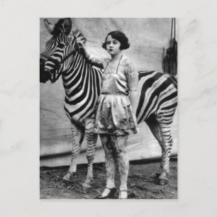 Tattooische Circus Lady und Zebra Postcard Postkarte