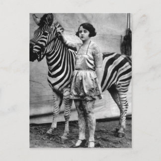 Tattooische Circus Lady und Zebra Postcard Postkarte