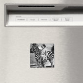 Tattooische Circus Lady und Zebra Square Magnet (In Situ (Geschirrspüler))