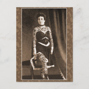 Tattooische Dame auf Karten, Postkarten