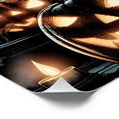 Tattooische Hexe mit schwarzer Katze und Vollmond Poster (Ecke)