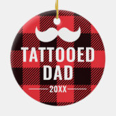 Tattooischer Vater Personalisiert Mustache Bearded Keramik Ornament (Hinten)