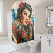 Tattooisches Vintages Button Duschvorhang (Beispiel)