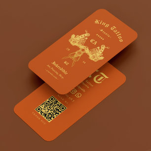 Tattooist Künstlerin Orange Modern Visitenkarte