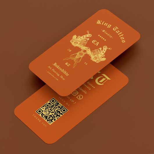 Tattooist Künstlerin Orange Modern Visitenkarte