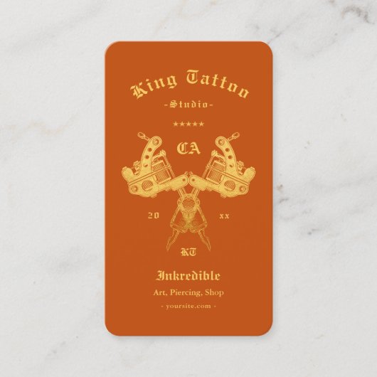 Tattooist Künstlerin Orange Modern Visitenkarte (Vorderseite)