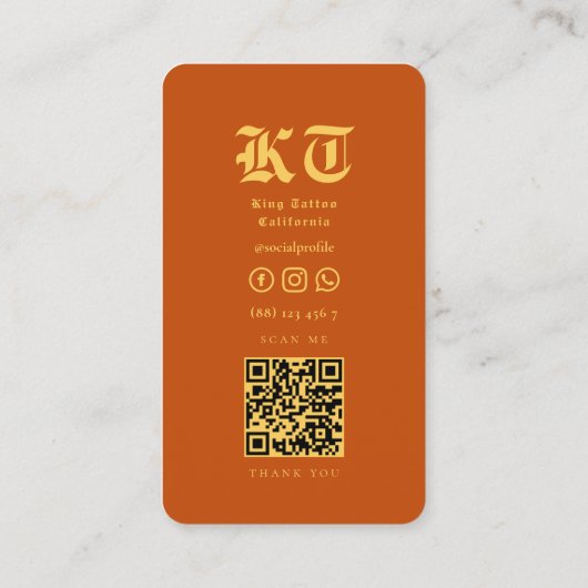 Tattooist Künstlerin Orange Modern Visitenkarte (Rückseite)