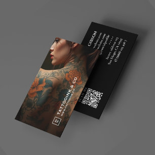 Tattooist Minimal Logo Tattoo Artist Foto Schwarz Visitenkarte