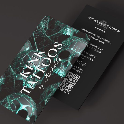 Tattooist Minimal Tattoo Artist Goth Teal Visitenkarte