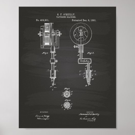 Tattoomaschine 1891 Patentenkabine Poster (Vorne)