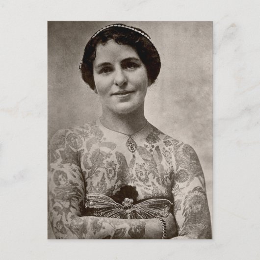Tattooos Frauen Vintages Schwarz-Weiß-Foto Postkarte (Vorderseite)