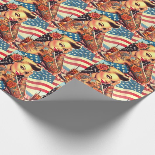 Tattooot-Amerikanerin Geschenkpapier (Ecke)
