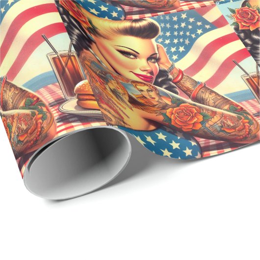 Tattooot-Amerikanerin Geschenkpapier (Rolleneckpunkt)