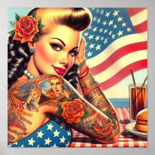 Tattooot-Amerikanerin Poster
