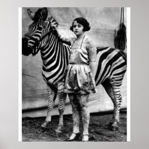 Tattooot Circus Lady und Zebra Poster