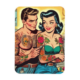 Tattooot Couple Vintage Comicen Magnet