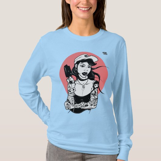 Tattooot Ice Cream Girl Langarm T - Shirt (Vorderseite)