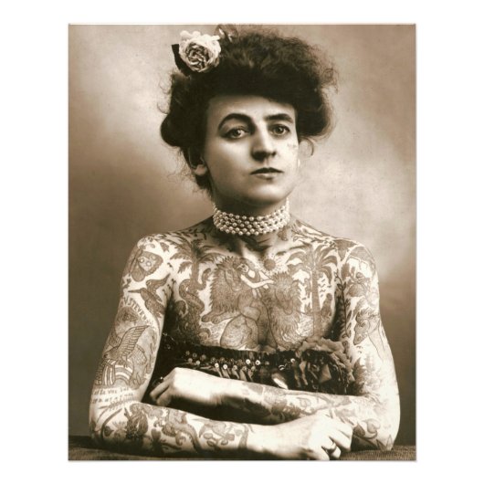 Tattooot mit Perlen Viktorianische Lady Framable F Fotodruck (Vorne)