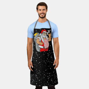 Tattooot Weihnachtsmann mit Rocker Hand Weihnachte Schürze