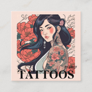 Tattoos Artist Graphic Business Card Quadratische Visitenkarte