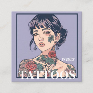Tattoos Artist Graphic Business Card Quadratische Visitenkarte