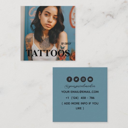 Tattoos Artist Graphic Business Card Quadratische Visitenkarte (Vorne/Hinten)