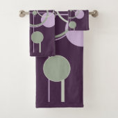 Tattoos Linework | Bohemisches Lila Grün Abstrakt Badhandtuch Set (Insitu)