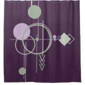 Tattoos Linework | Bohemisches Lila Grün Abstrakt Duschvorhang (Vorderseite)